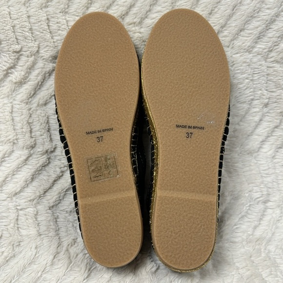 Marc Jacobs Sienna Black and Gold Canvas Espadrilles, 37 (US 7) NWOT - Picture 6 of 9